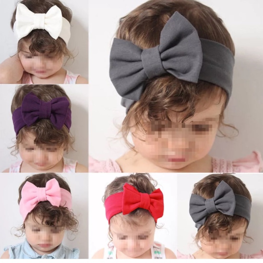 Toddler kids gray bow head wrap